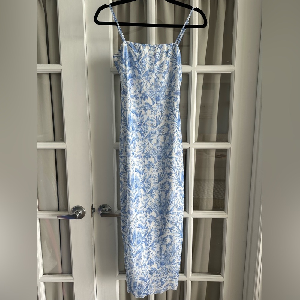 Blue and White Floral Slip Dress